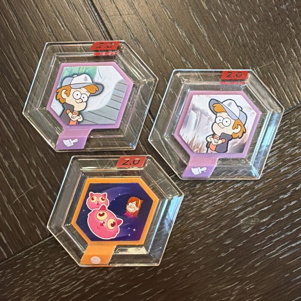 Set of 3 Gravity Falls Disney Infinity 2.0 Power Discs (Forest, Sky, and Fists)